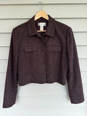 Vintage Wool Blend Cropped Collared Jacket